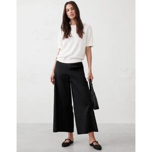 Banana Republic Factory Wide-Leg Linen-Blend Crop Pant Black Elegant Size M